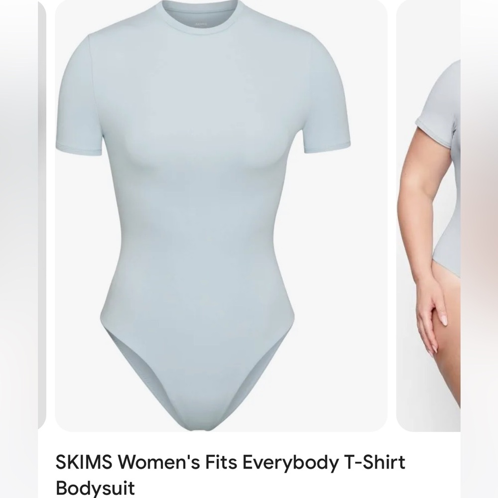 SKIMS Fits Everybody T-shirt Bodysuit. Size Medium. Sky Blue. NWT